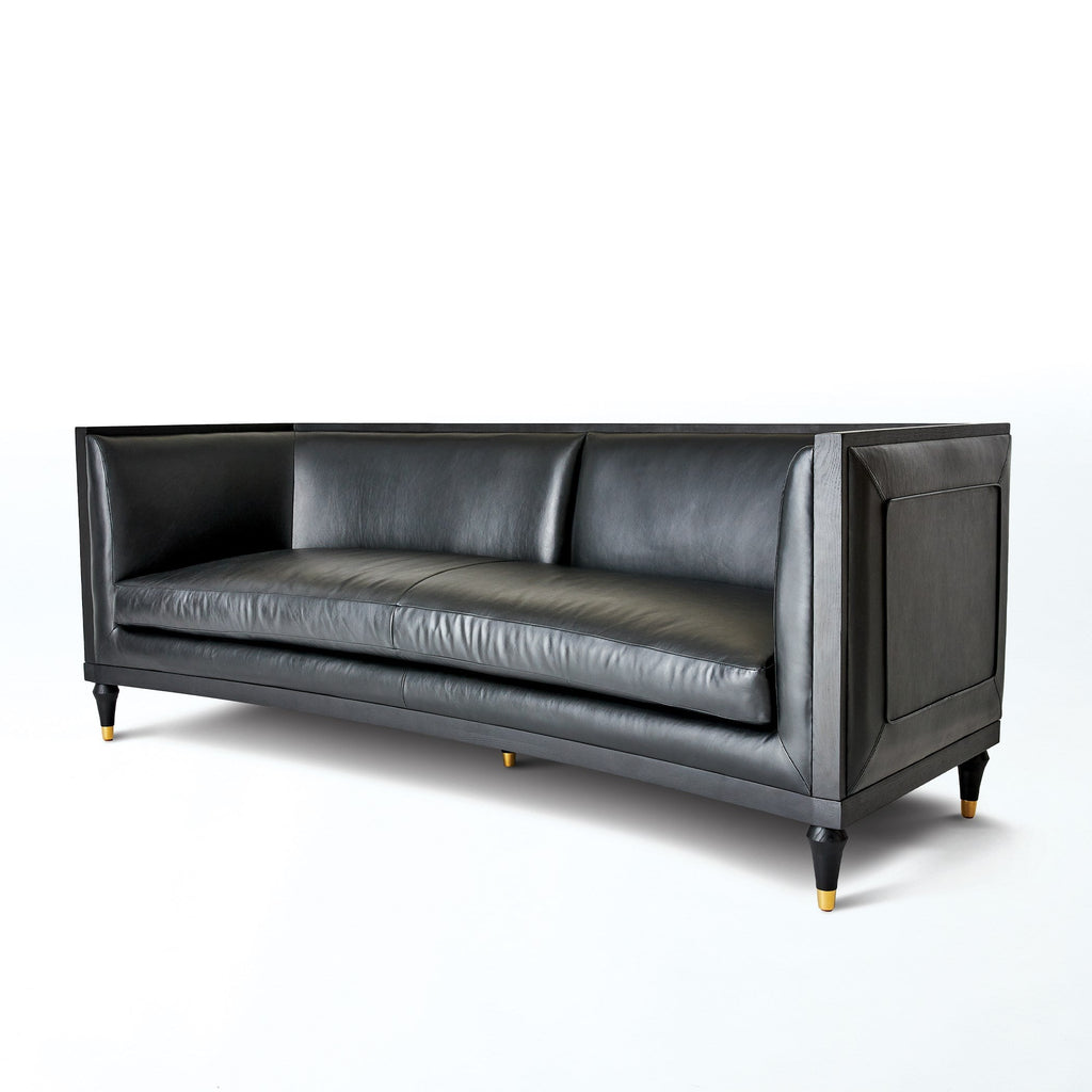 Global Views Black Leather Arc Sofa