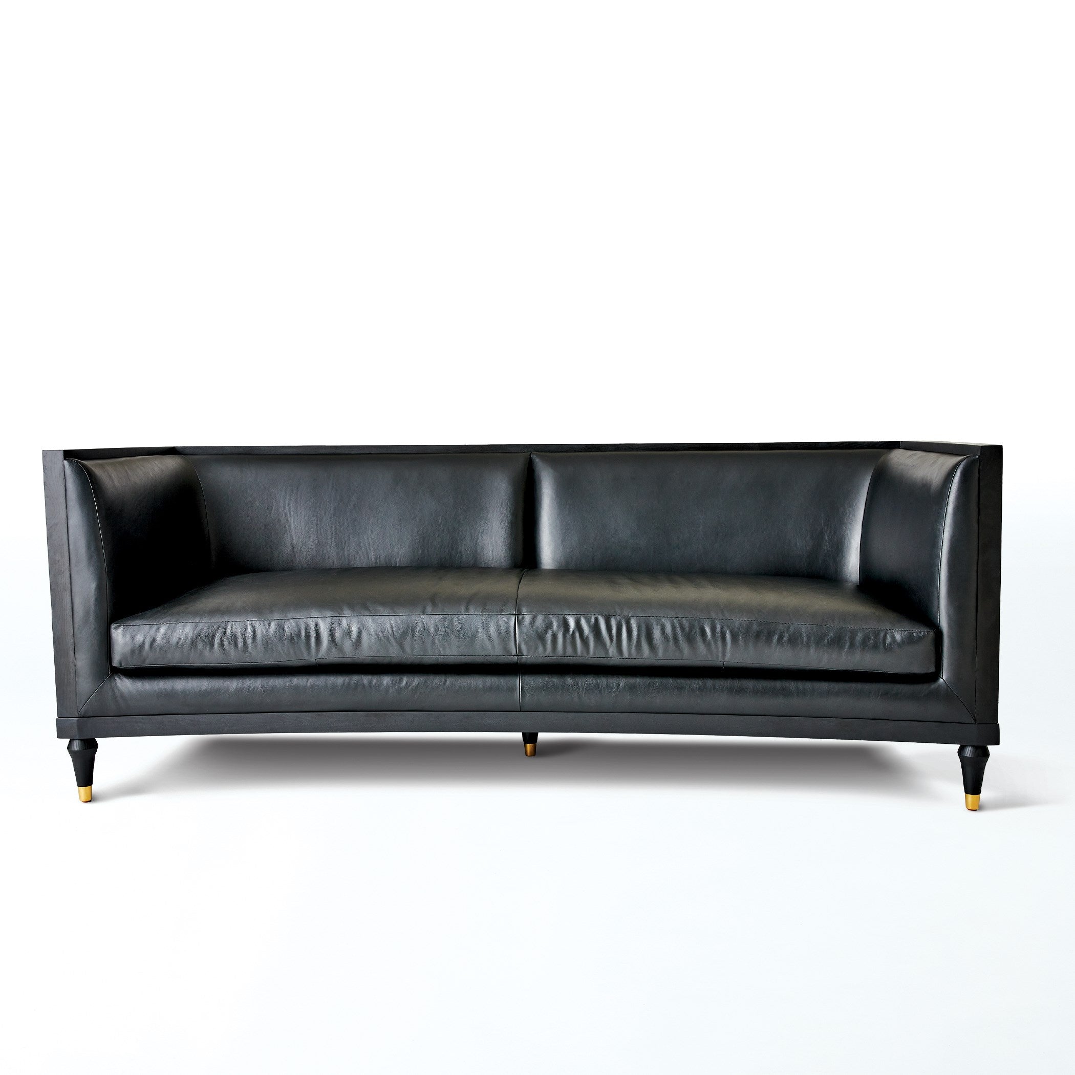 Global Views Black Leather Arc Sofa