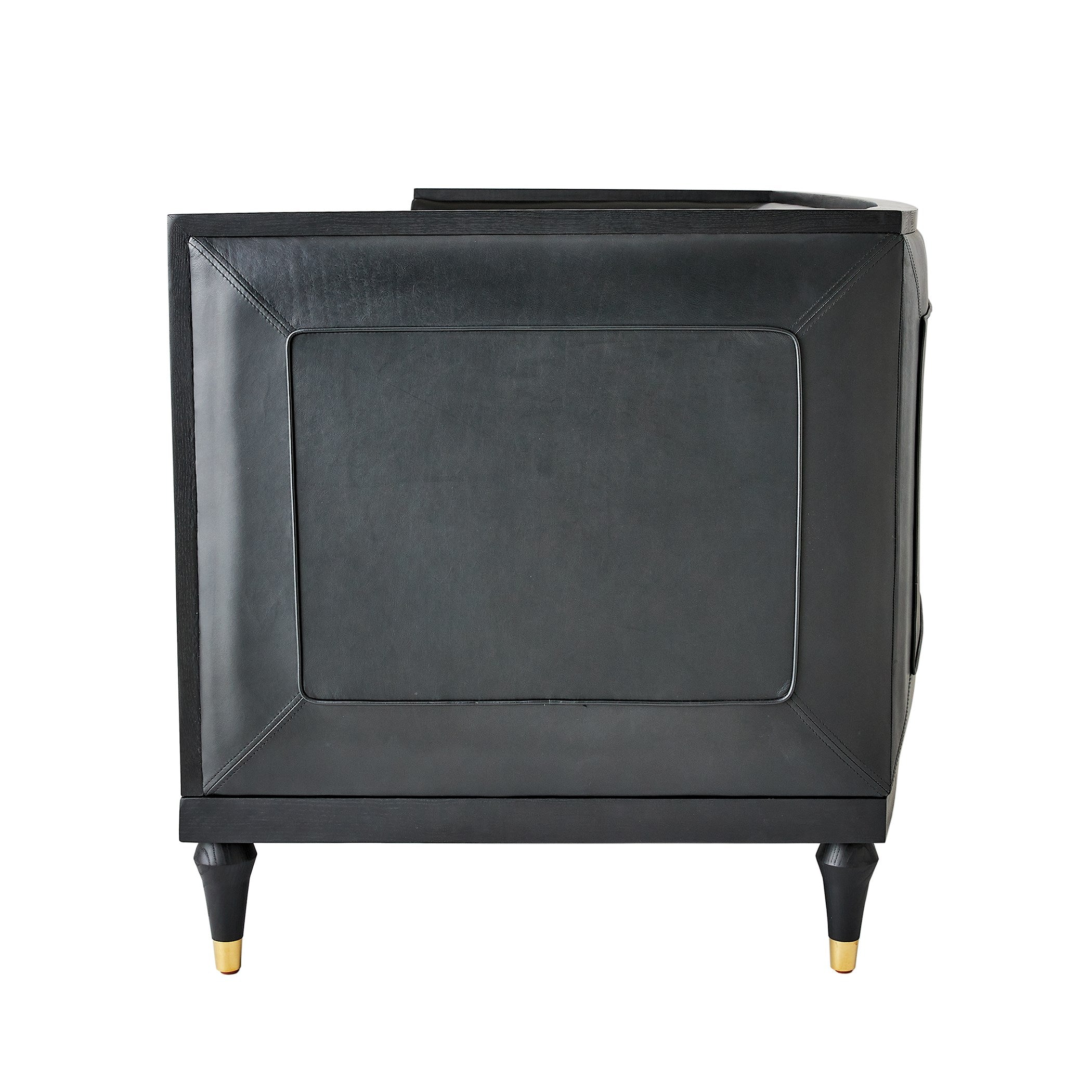 Global Views Black Leather Arc Sofa