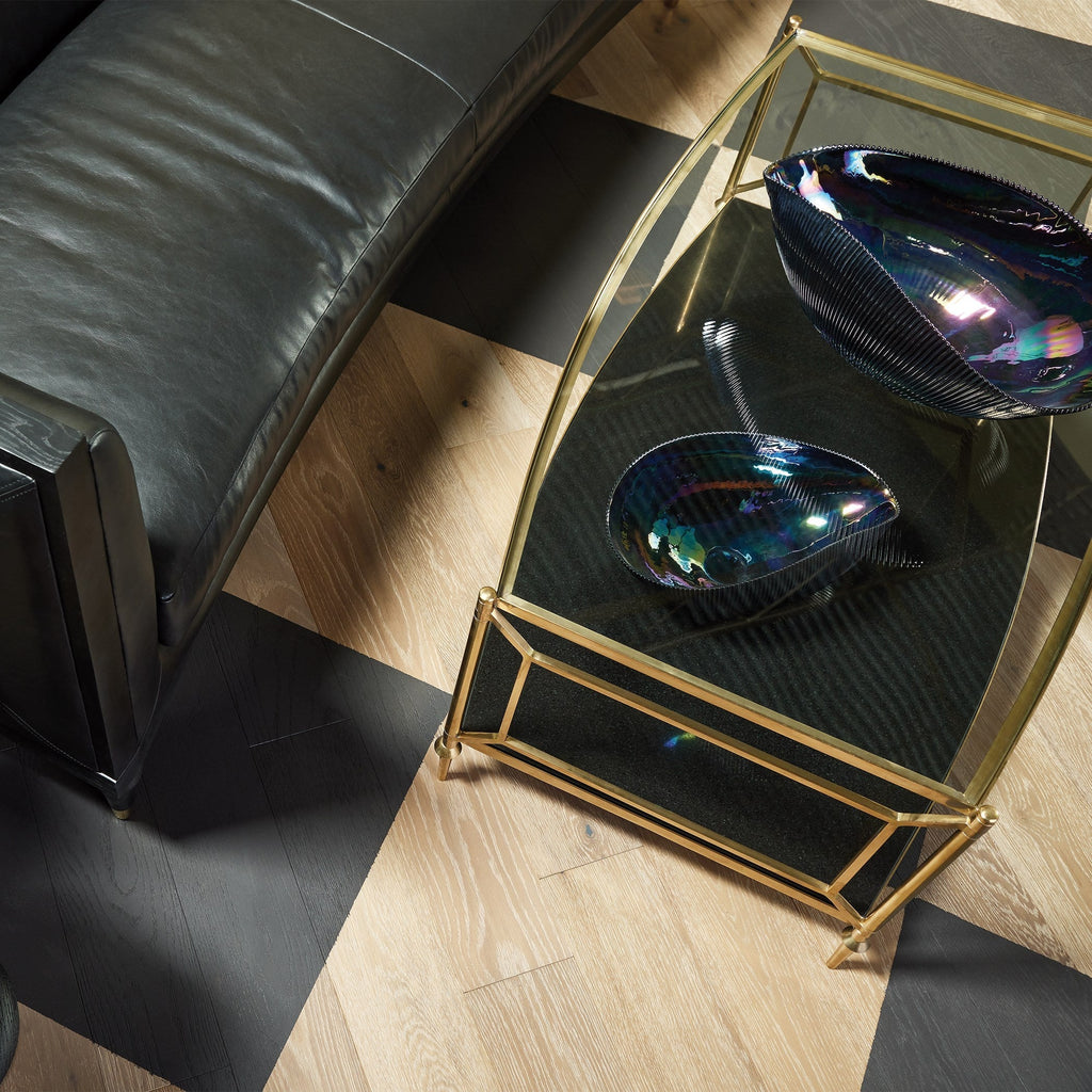 Global Views Black Leather Arc Sofa