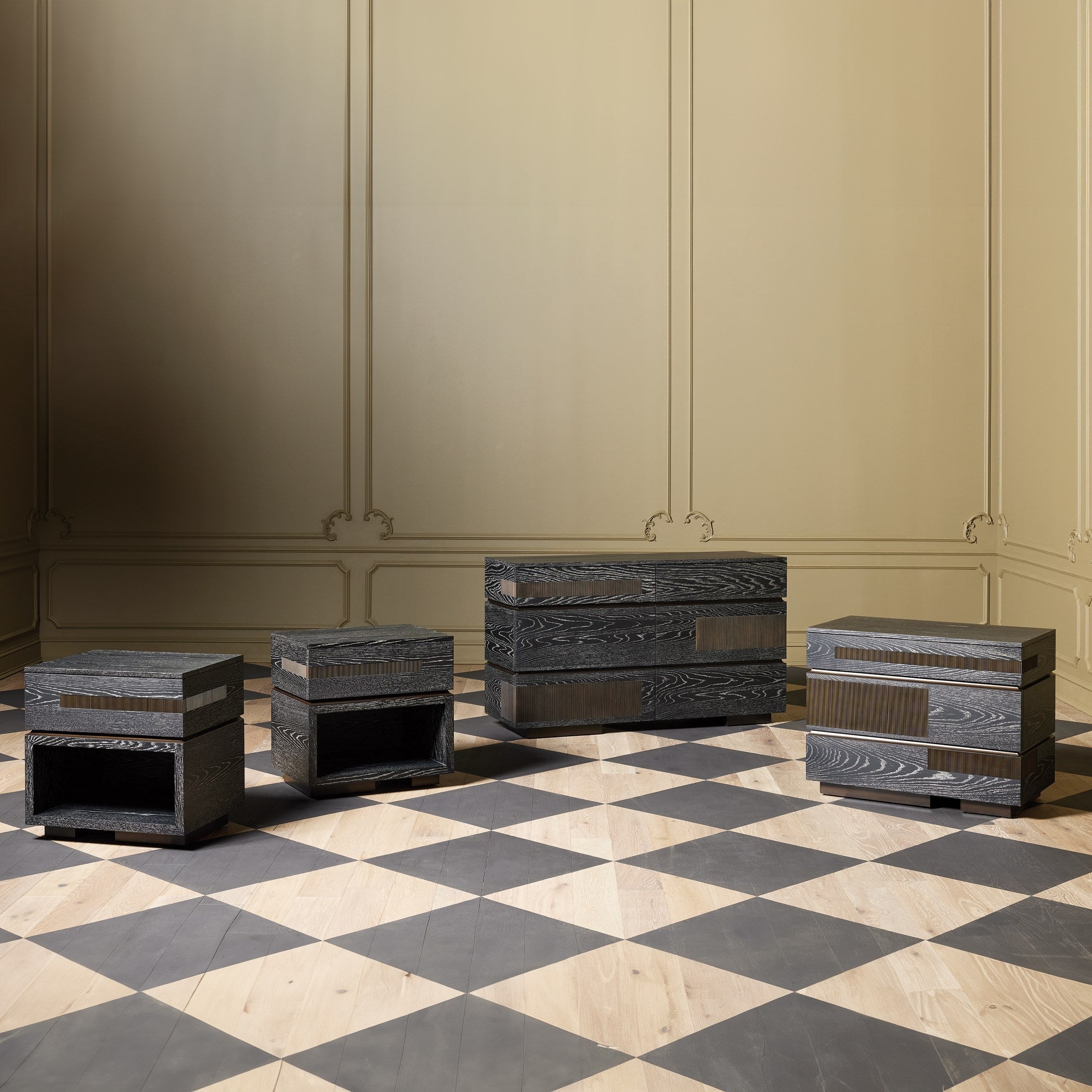 Global Views Black Cerused Oak Brazil Dresser