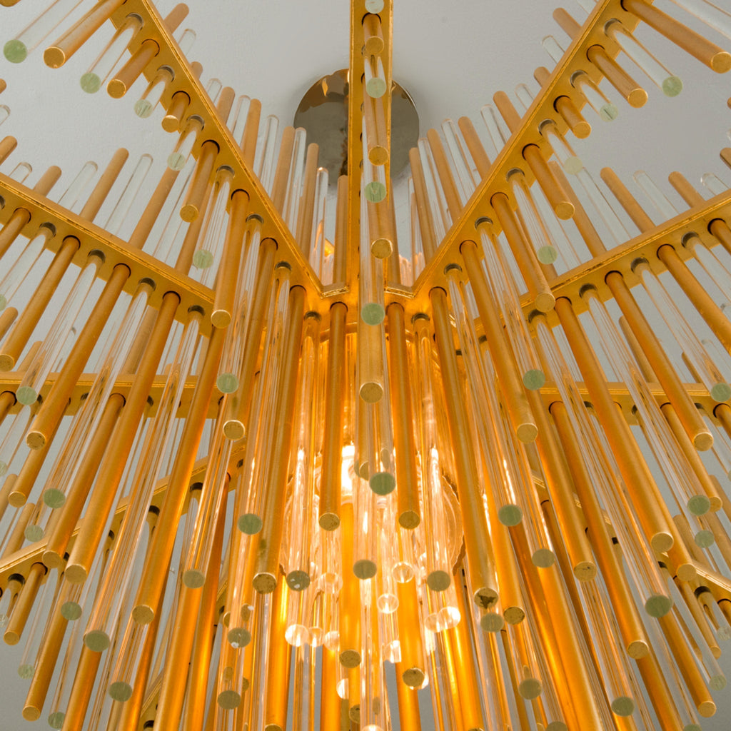 Theory 2-Light Chandelier in Gold Leaf W Polished Stainless 30L x 30W x 24.5H