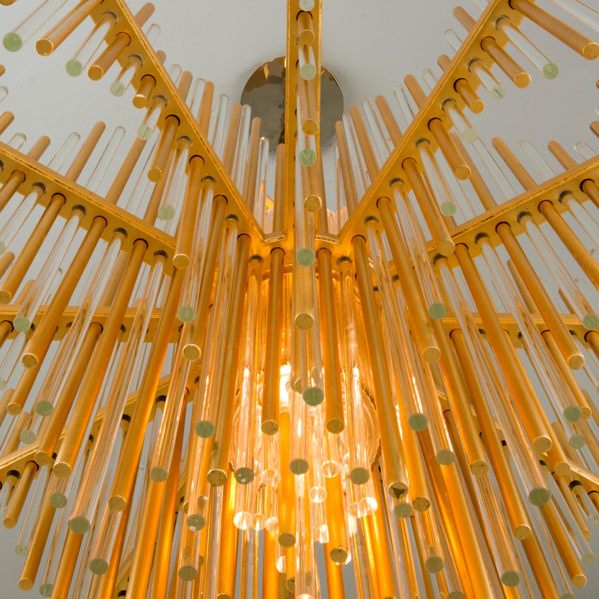 Theory 2-Light Chandelier in Gold Leaf W Polished Stainless 30L x 30W x 24.5H