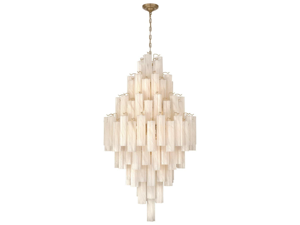 Artcraft Sophia 29-Light Foyer Chandelier in Brushed Brass with Wispy White Glass