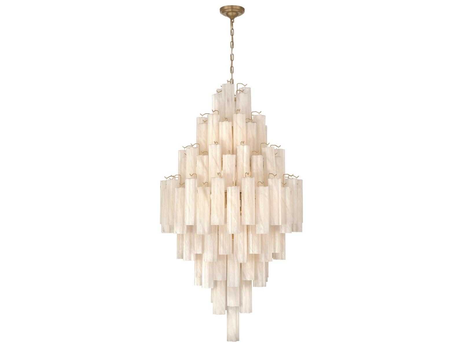 Artcraft Sophia 29-Light Foyer Chandelier in Brushed Brass with Wispy White Glass