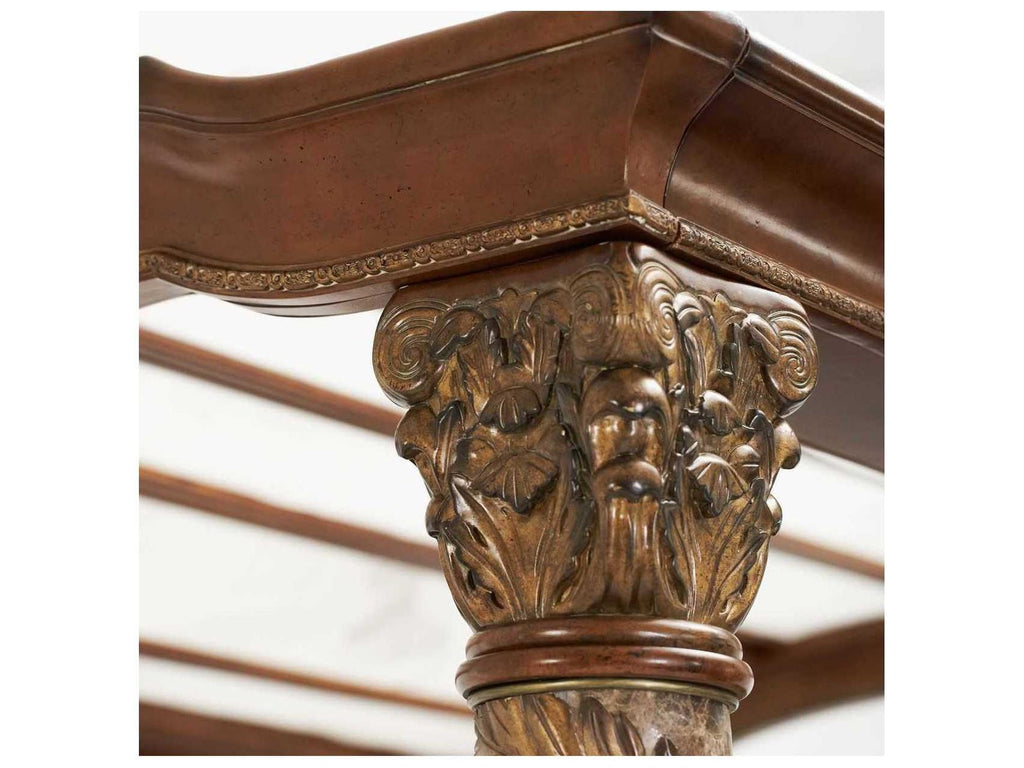 Villa Valencia Classic Chestnut Brown Wood King Canopy Bed