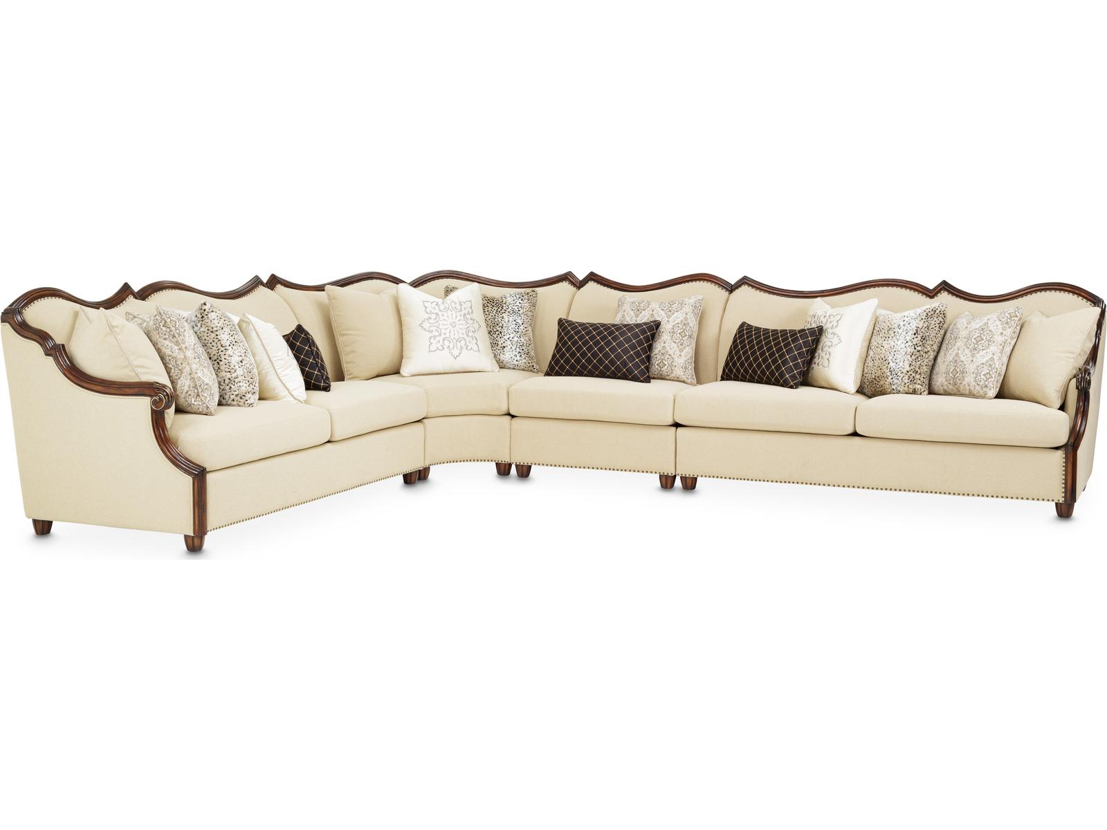 Chamberi 4-Piece Bouclé Fabric Sectional Sofa in Toast and Warm Cognac