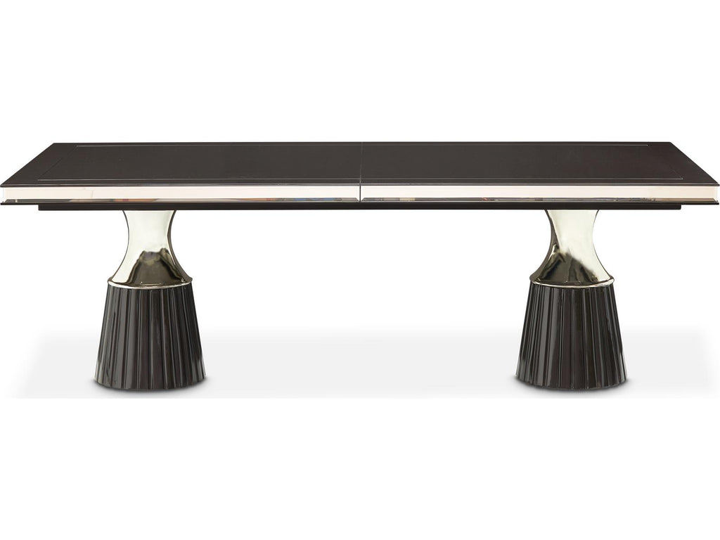 Carmela Rectangular 90 Inch Dining Table in Glossy Charcoal Sand