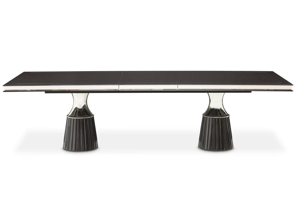 Carmela Rectangular 90 Inch Dining Table in Glossy Charcoal Sand