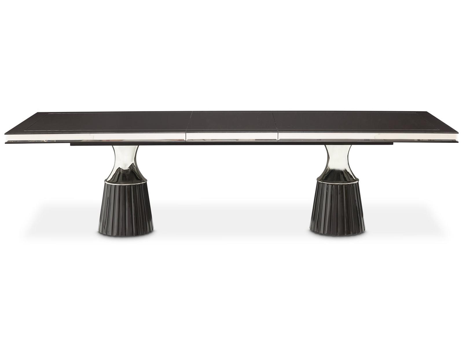 Carmela Rectangular 90 Inch Dining Table in Glossy Charcoal Sand