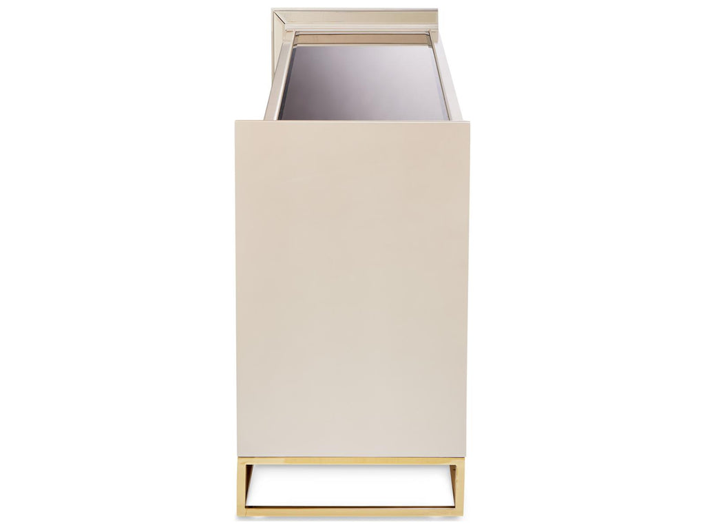 Carmela Rectangular Mirror Console Table in Shimmer Ivory