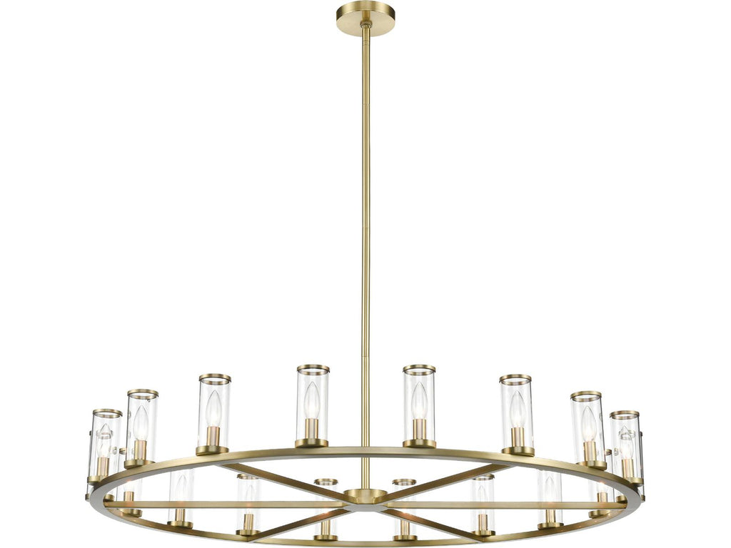 Alora Lighting 18-Light Revolve Chandelier in Natural Brass with Clear Glass