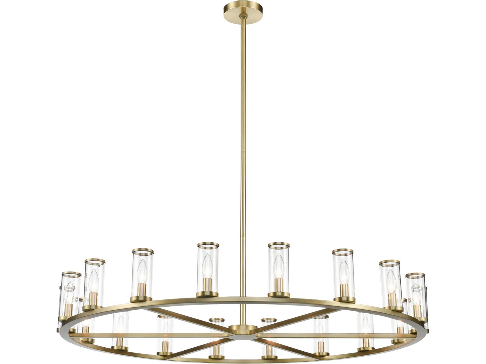 Alora Lighting 18-Light Revolve Chandelier in Natural Brass with Clear Glass