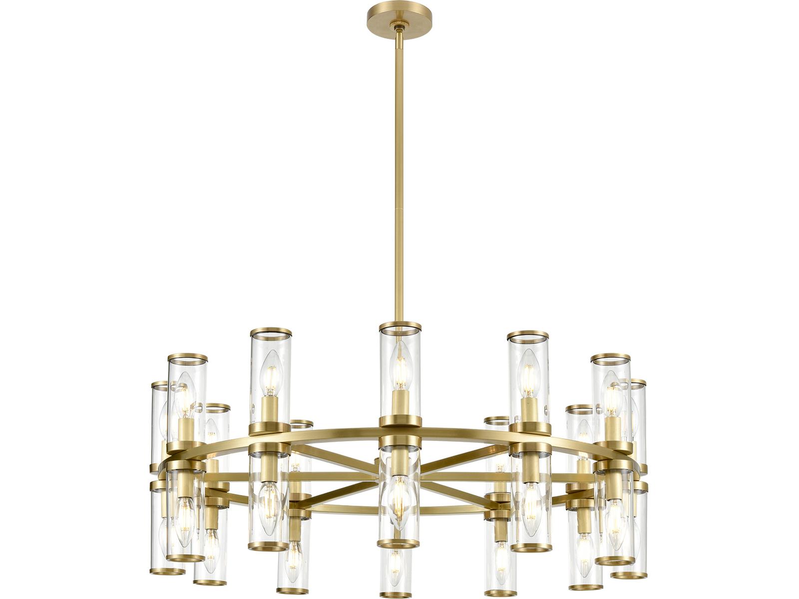 Alora Lighting 24-Light Revolve Chandelier in Natural Brass with Clear Glass