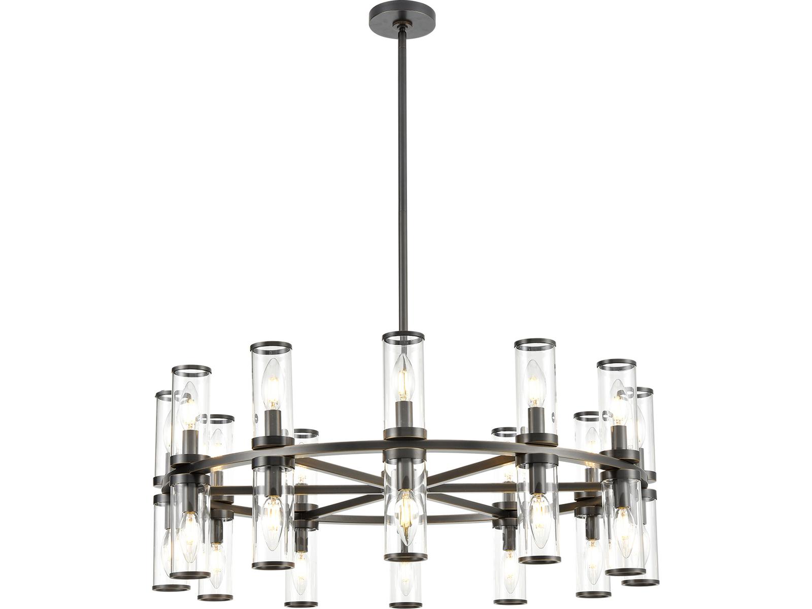 Alora Lighting 24-Light Revolve Chandelier in Urban Bronze with Clear Glass