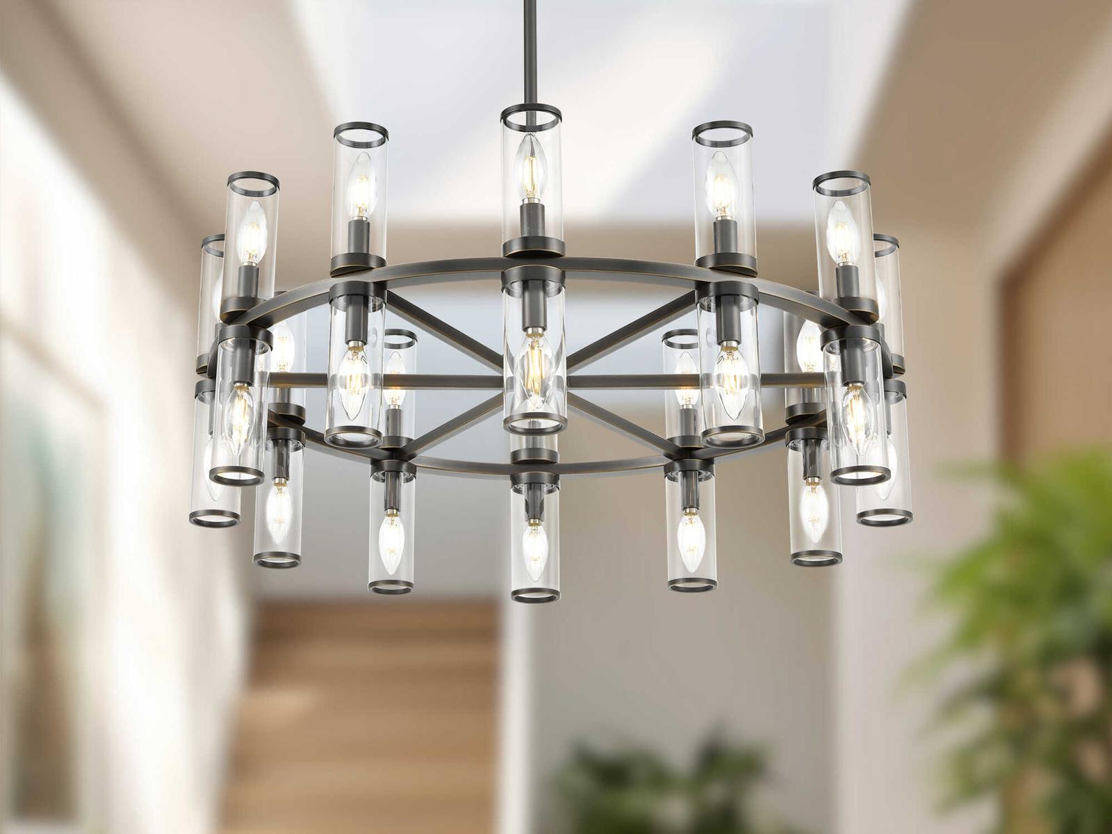 Alora Lighting 24-Light Revolve Chandelier in Urban Bronze with Clear Glass