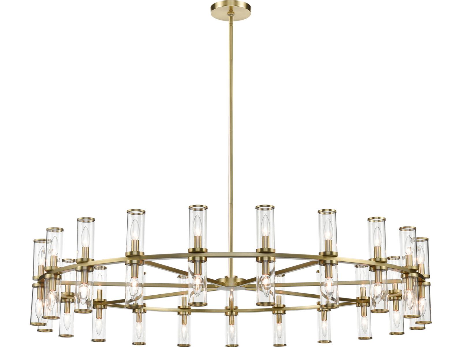 Alora Lighting 42-Light Revolve Chandelier Clear Glass Natural Brass