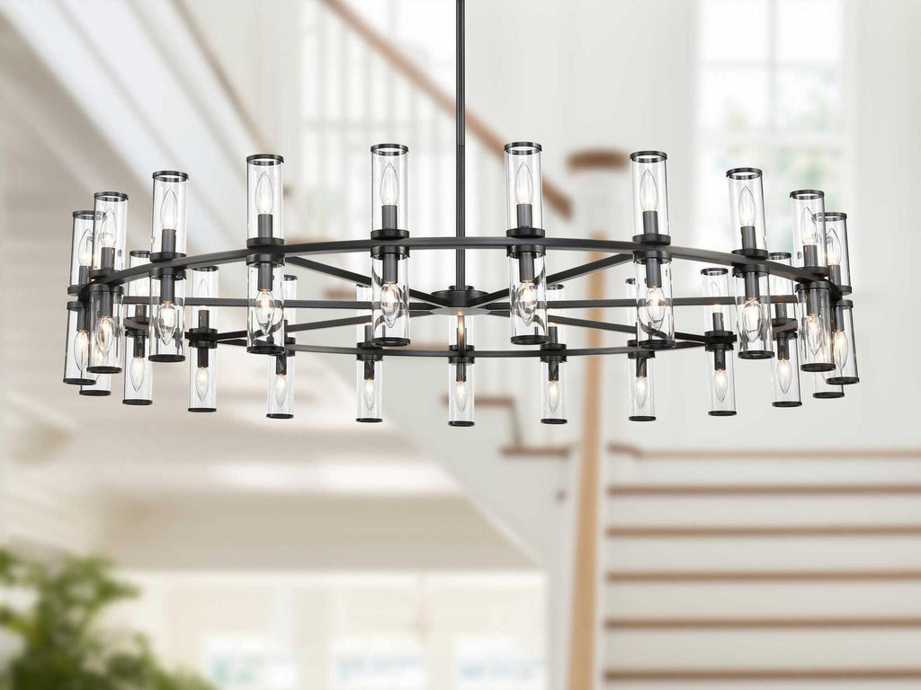 Alora Lighting 42-Light Revolve Chandelier in Urban Bronze with Clear Glass