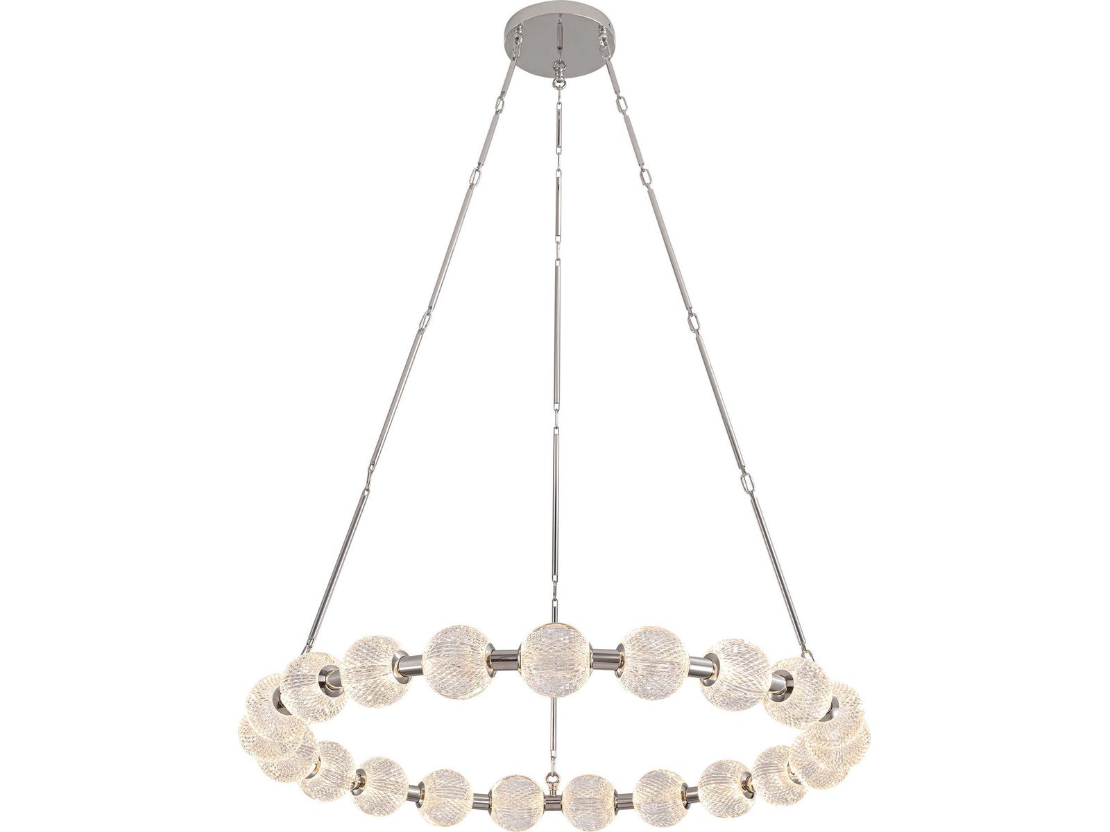 Alora Lighting Marni LED Chandelier in Polished Nickel with Clear Carved Acrylic