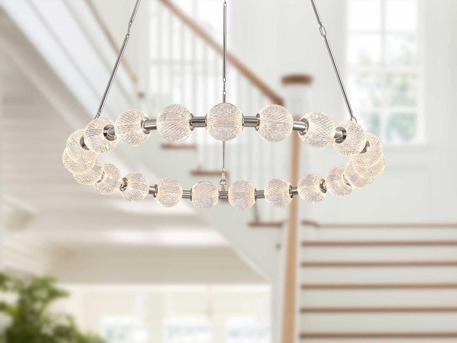 Alora Lighting Marni LED Chandelier in Polished Nickel with Clear Carved Acrylic