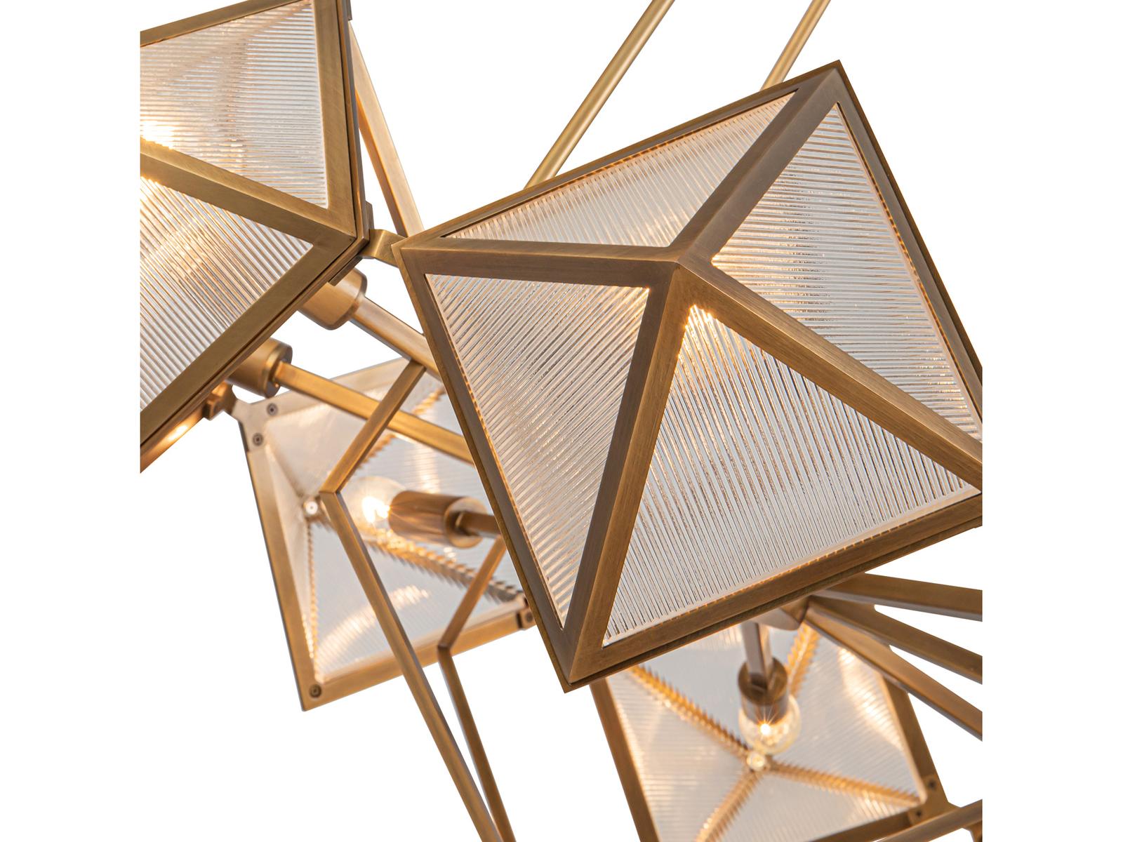 Alora Lighting Cairo 8-Light Chandelier in Vintage Brass with Clear Ribbed Glass