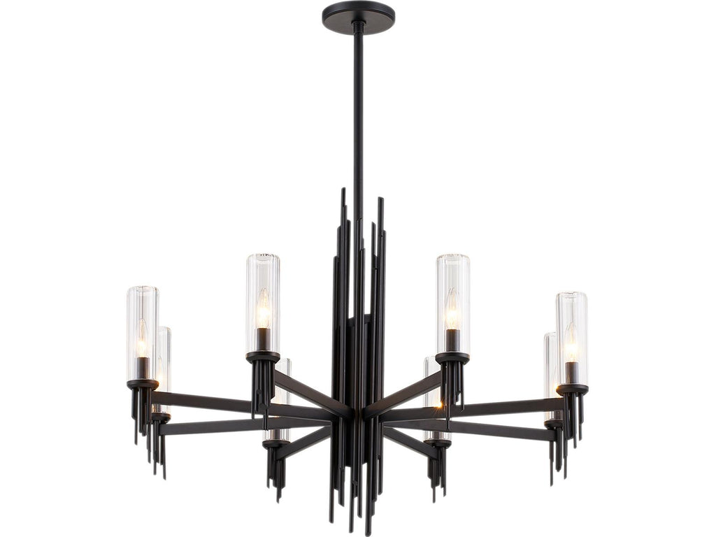 Alora Lighting Torres 8-Light Chandelier in Matte Black with Clear Ribbed Glass