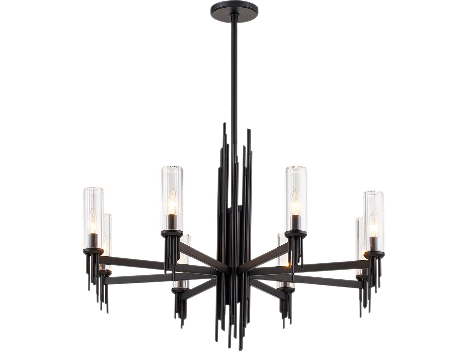 Alora Lighting Torres 8-Light Chandelier in Matte Black with Clear Ribbed Glass