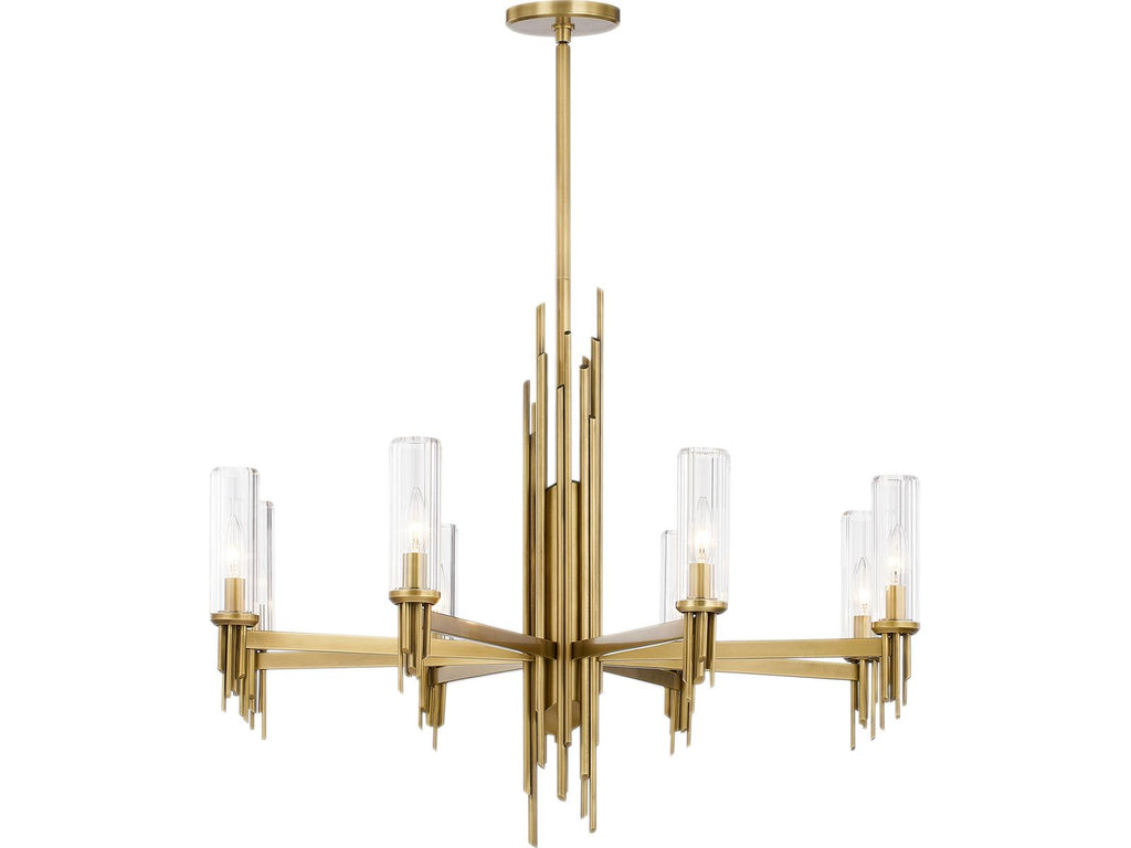 Alora Lighting 8-Light Torres Chandelier with Clear Ribbed Glass in Vintage Brass