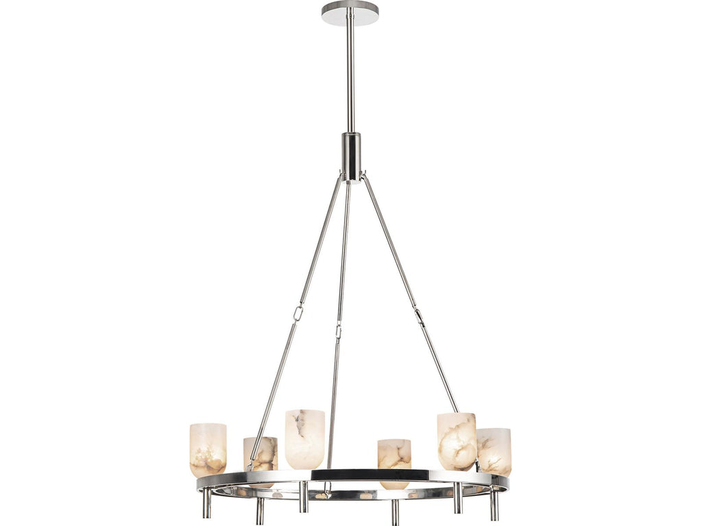 Alora Lighting Lucian 6-Light Chandelier Polished Nickel and Alabaster Shade