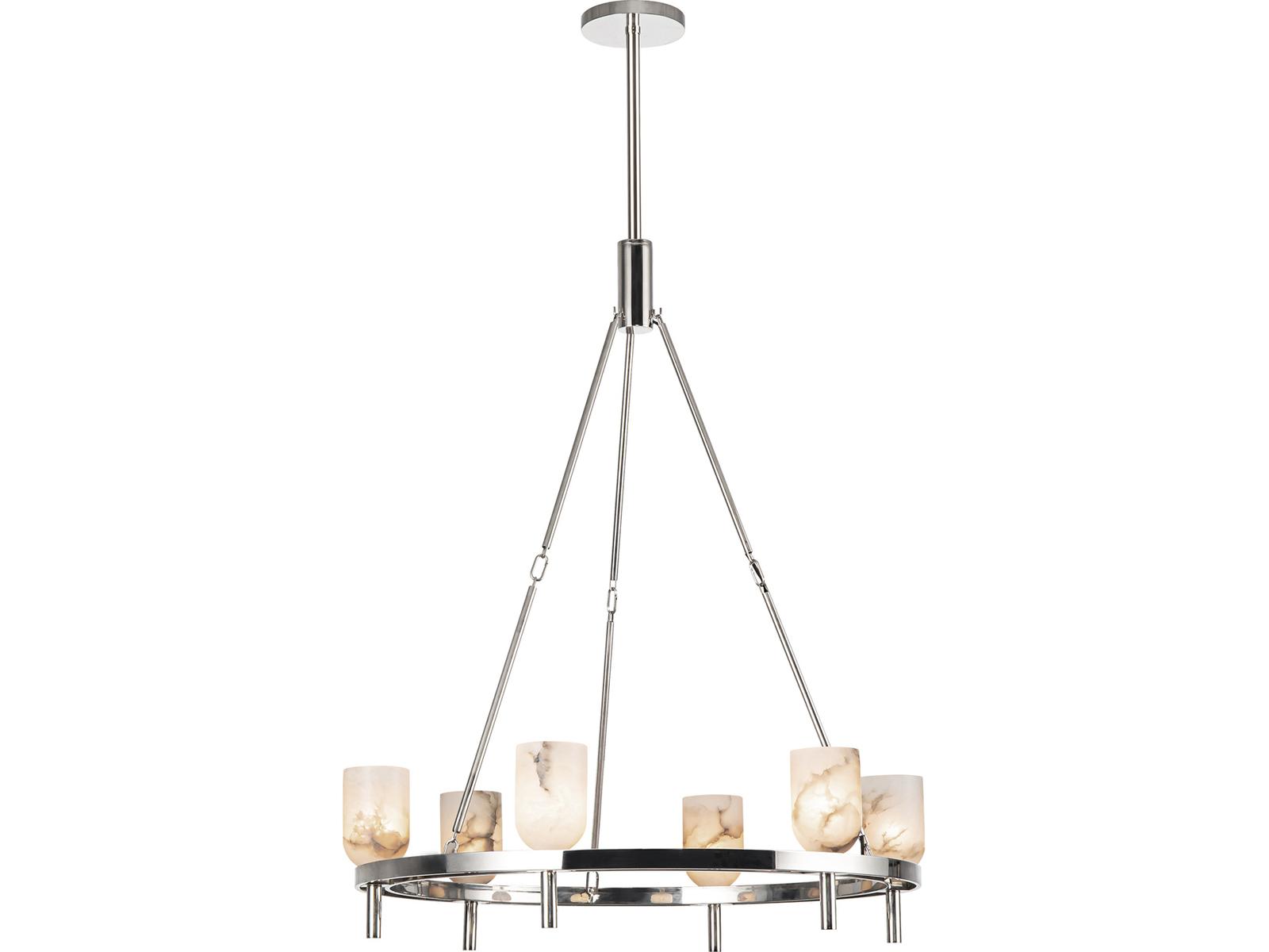 Alora Lighting Lucian 6-Light Chandelier Polished Nickel and Alabaster Shade