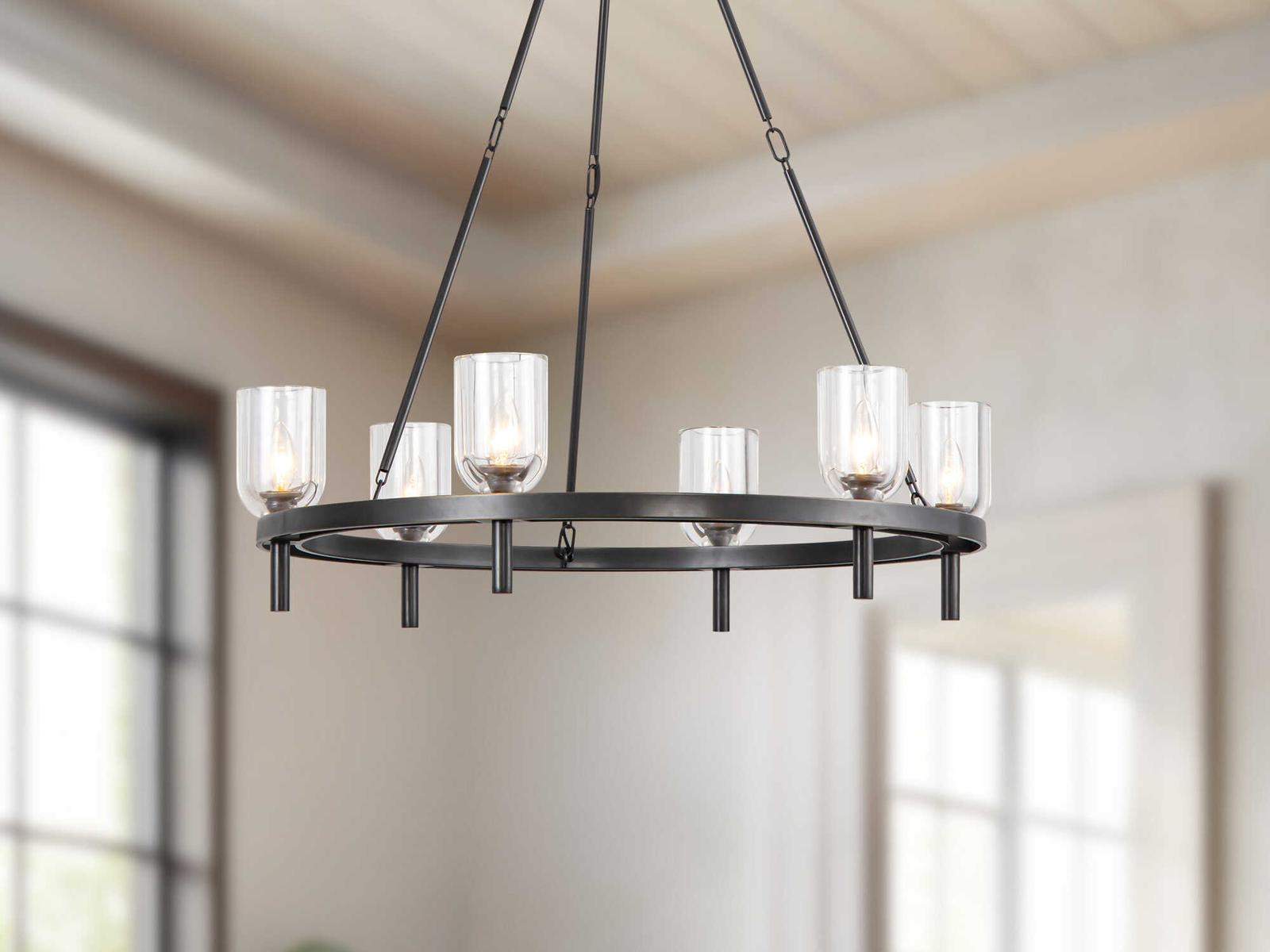 Alora Lighting 6-Light Lucian Chandelier in Urban Bronze with Clear Crystal