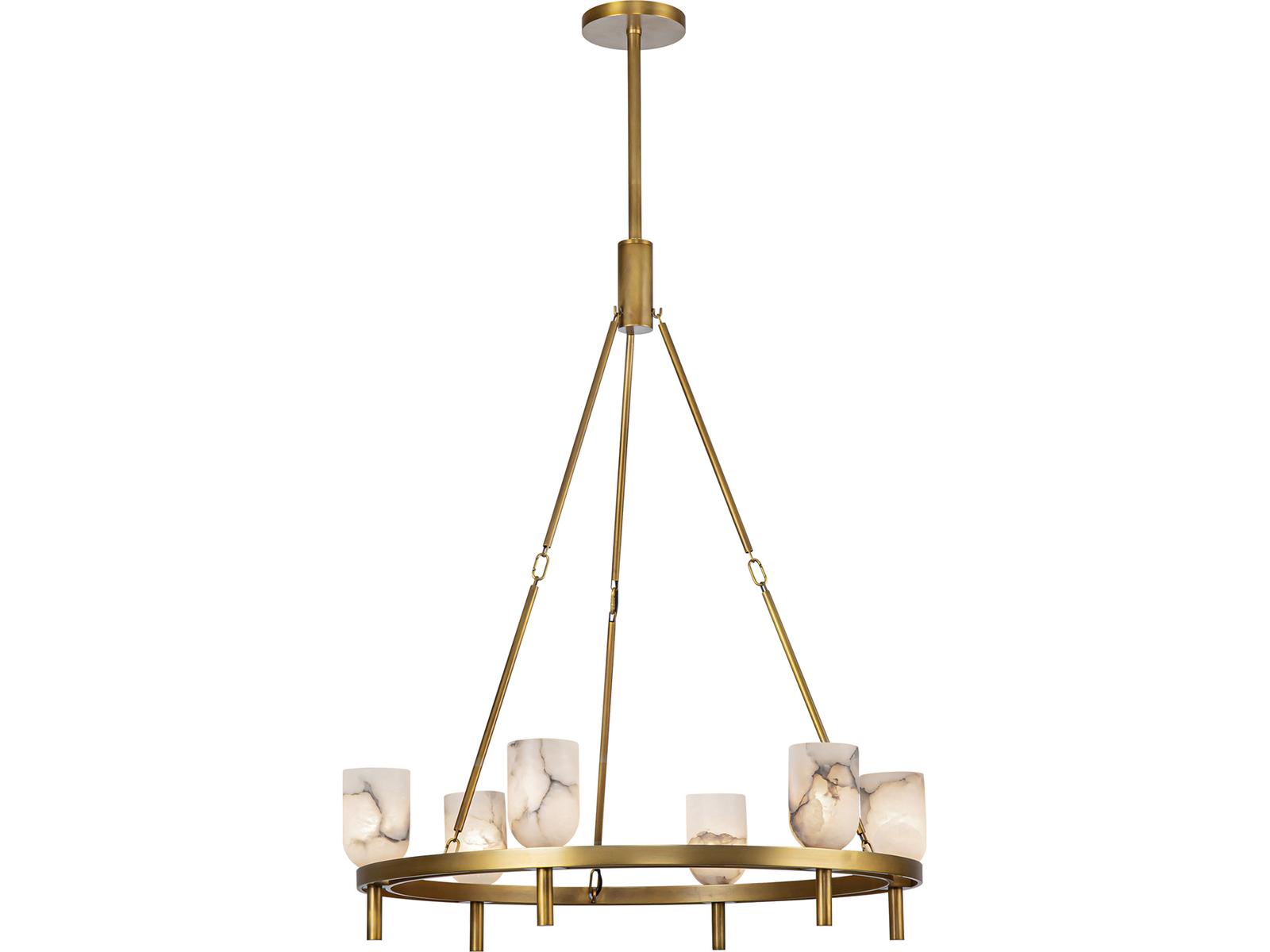 Alora Lighting 6-Light Lucian Chandelier in Vintage Brass with Alabaster Shades
