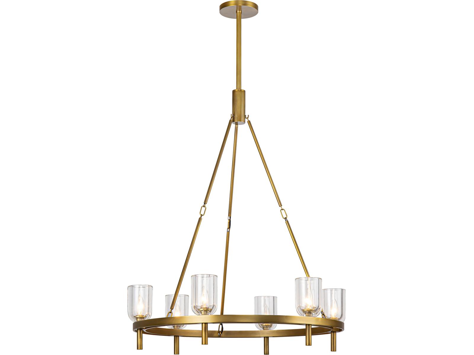 Alora Lighting 6-Light Lucian Chandelier in Vintage Brass with Clear Crystal