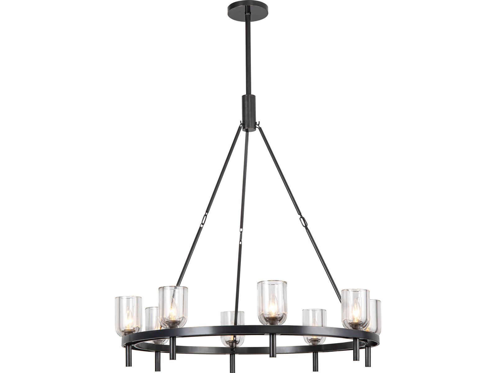Alora Lighting 8-Light Lucian Round Chandelier in Urban Bronze with Clear Glass