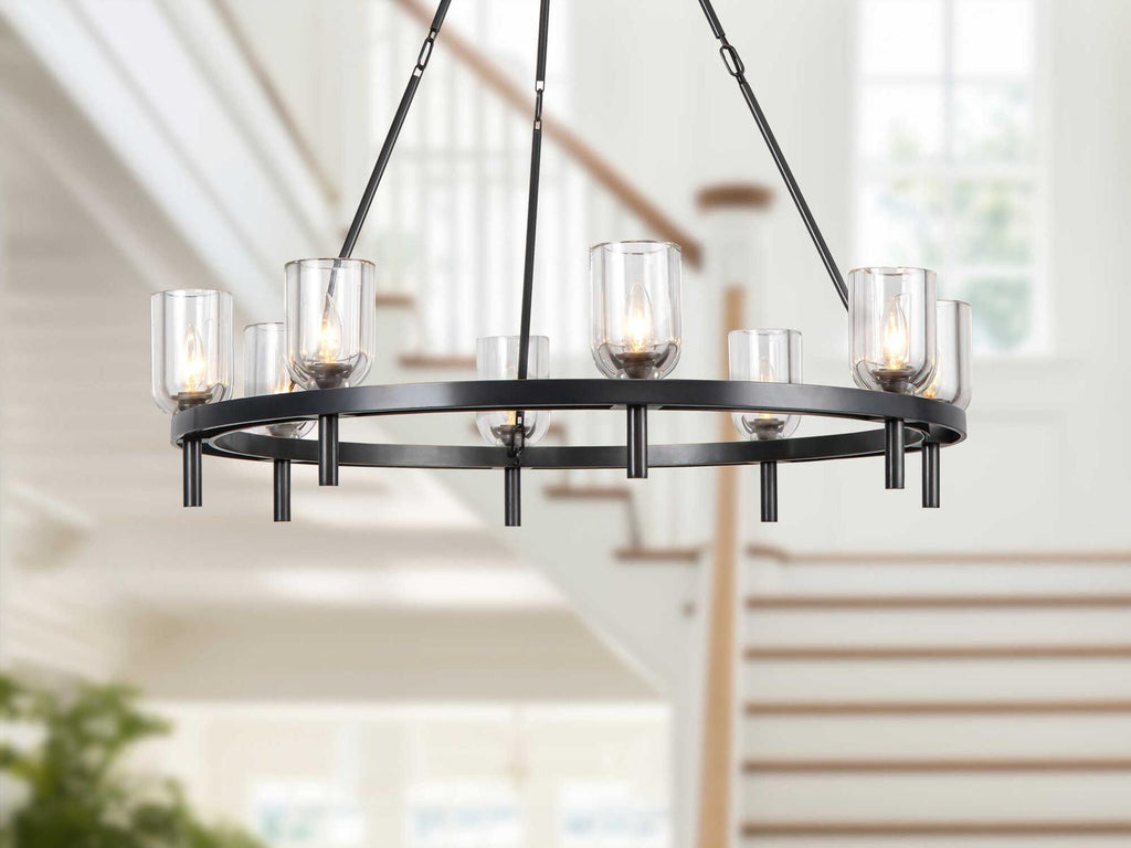 Alora Lighting 8-Light Lucian Round Chandelier in Urban Bronze with Clear Glass