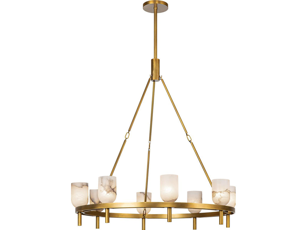 Alora Lighting Lucian 8-Light Chandelier in Vintage Brass and Alabaster