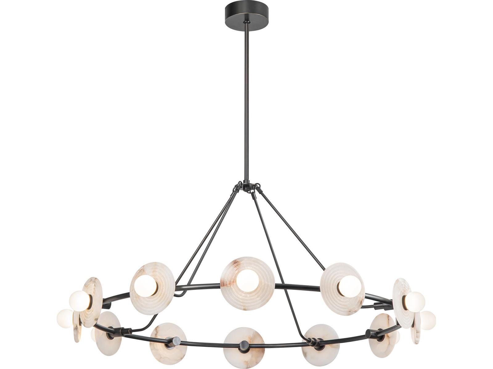 Alora Lighting Dahlia Integrated LED Chandelier in Urban Bronze with Alabaster Glass