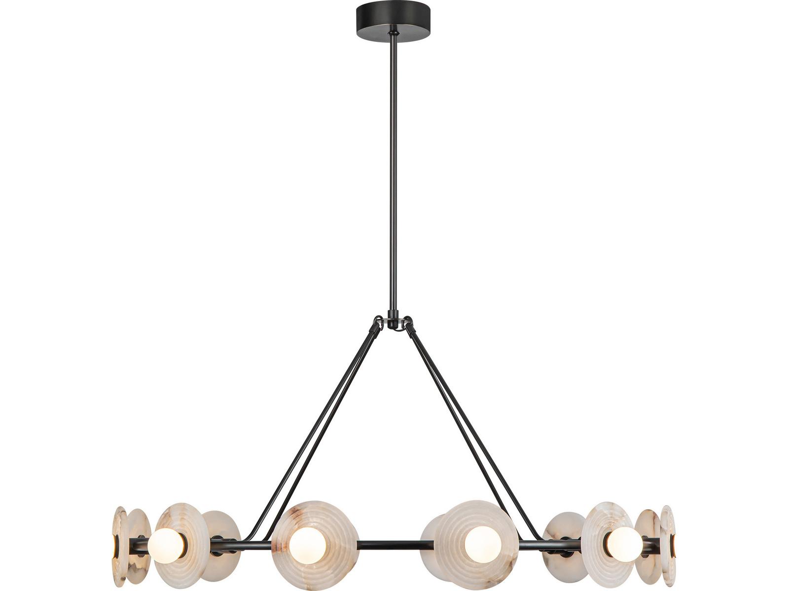 Alora Lighting Dahlia Integrated LED Chandelier in Urban Bronze with Alabaster Glass