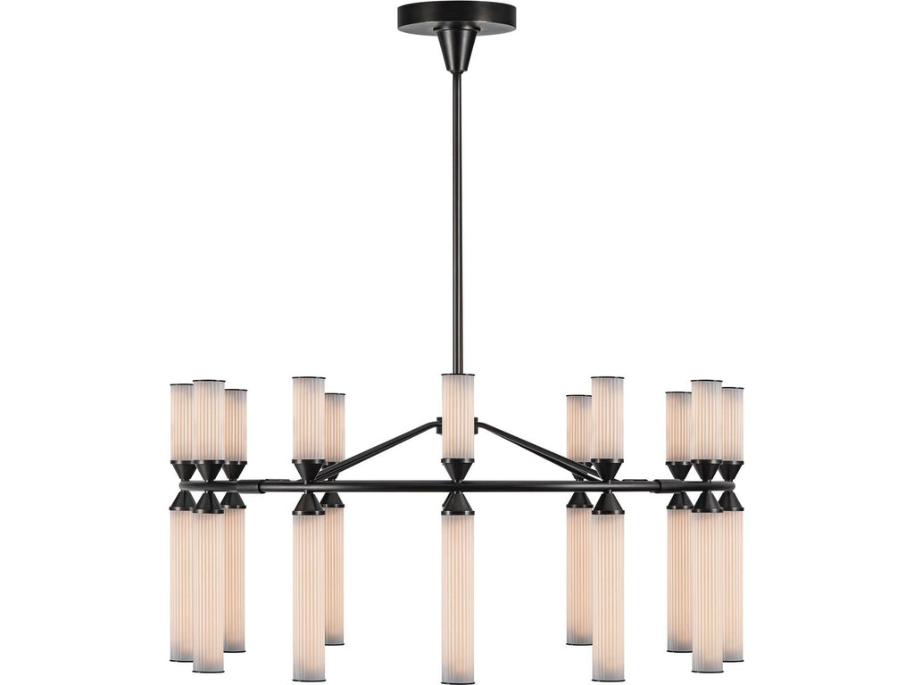 Alora Lighting Edwin LED Chandelier in Urban Bronze with Frosted Ribbed Glass