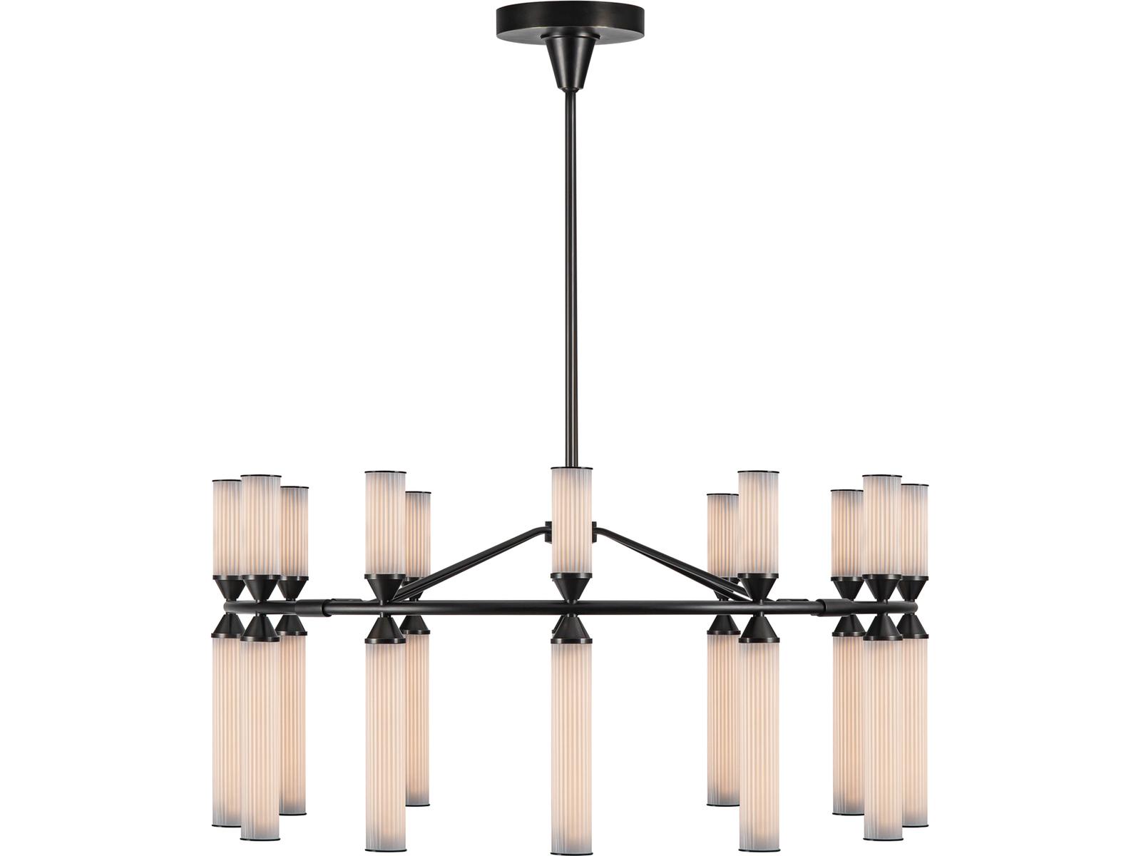 Alora Lighting Edwin LED Chandelier in Urban Bronze with Frosted Ribbed Glass