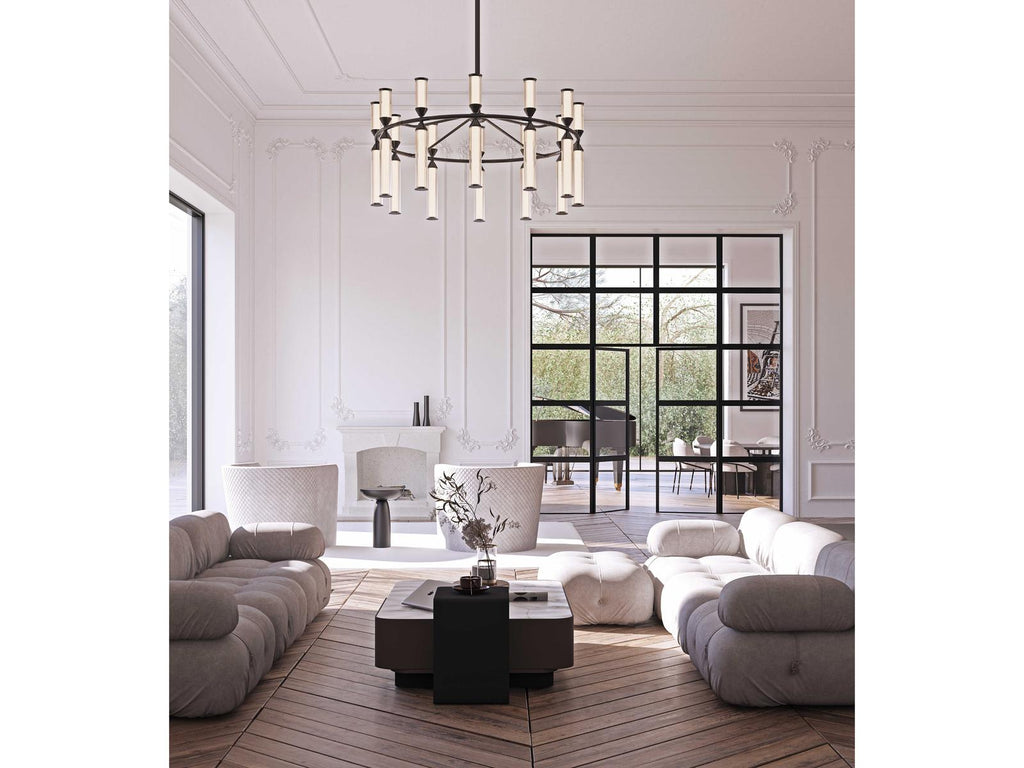Alora Lighting Edwin LED Chandelier in Urban Bronze with Frosted Ribbed Glass