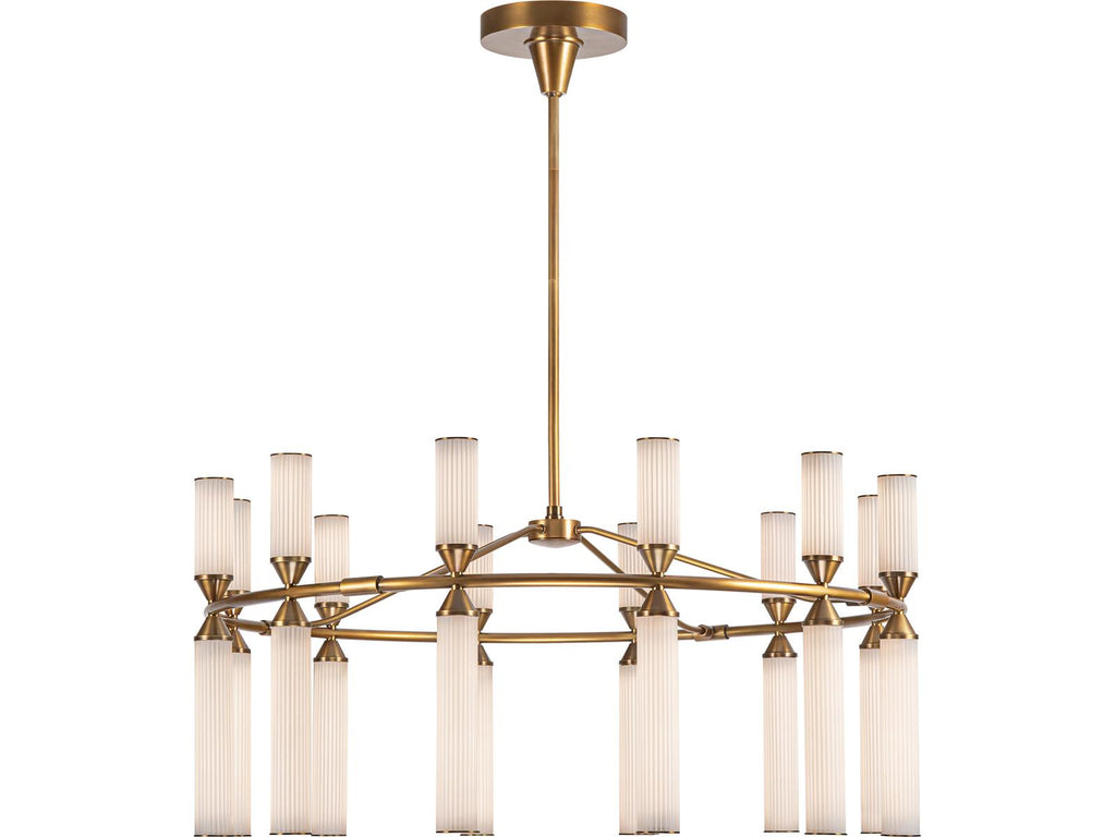 Alora Lighting Edwin 38-Inch Integrated LED Chandelier in Vintage Brass with Frosted Ribbed Glass