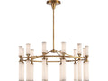 Alora Lighting Edwin 38-Inch Integrated LED Chandelier in Vintage Brass with Frosted Ribbed Glass