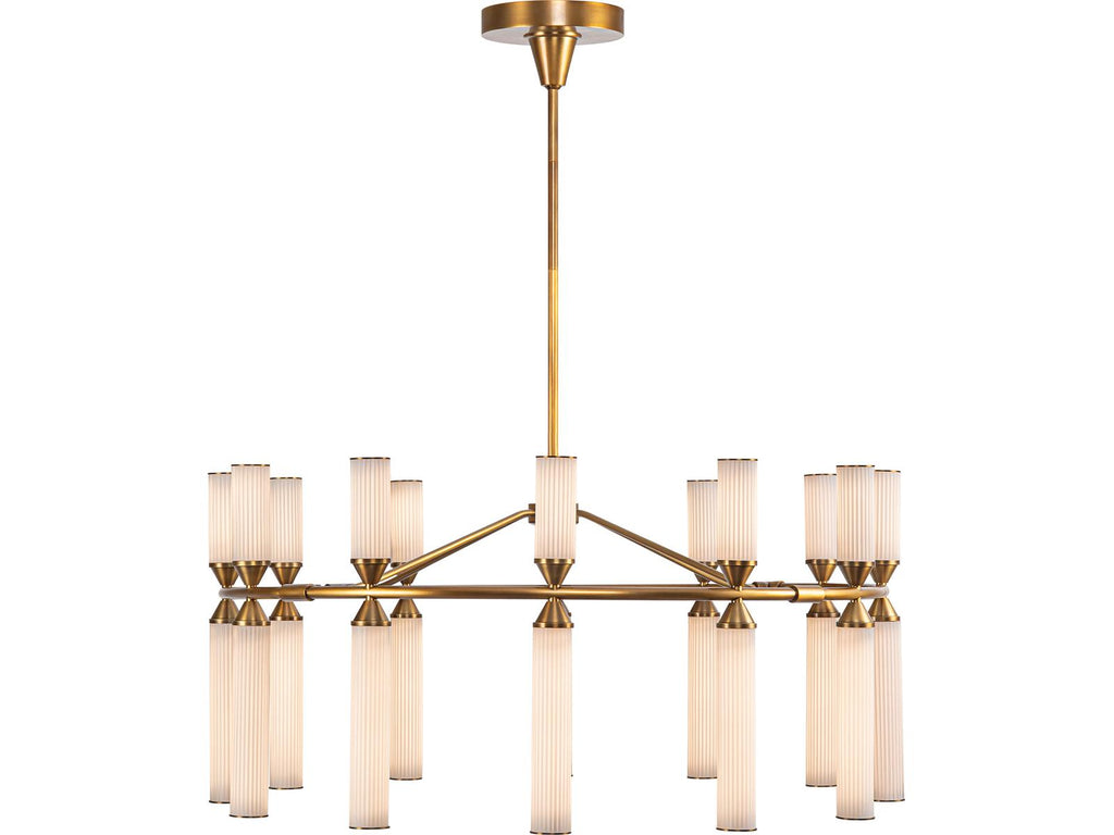 Alora Lighting Edwin 38-Inch Integrated LED Chandelier in Vintage Brass with Frosted Ribbed Glass