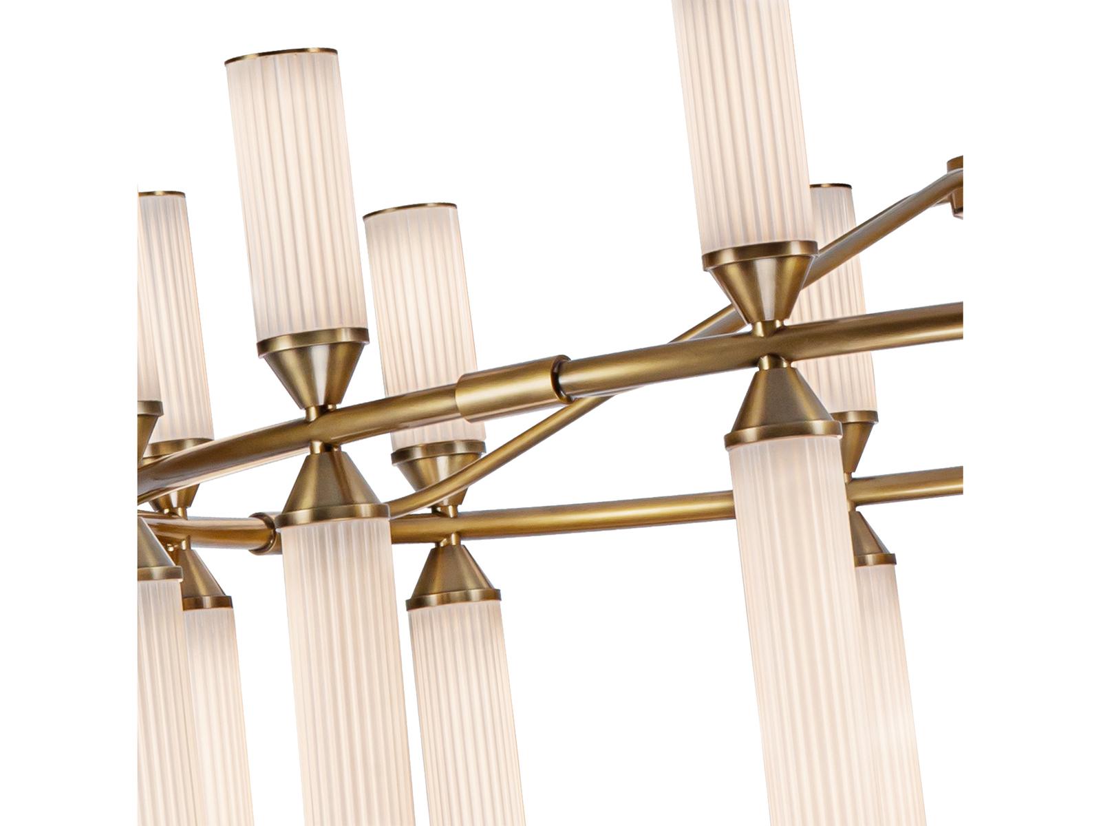 Alora Lighting Edwin 38-Inch Integrated LED Chandelier in Vintage Brass with Frosted Ribbed Glass