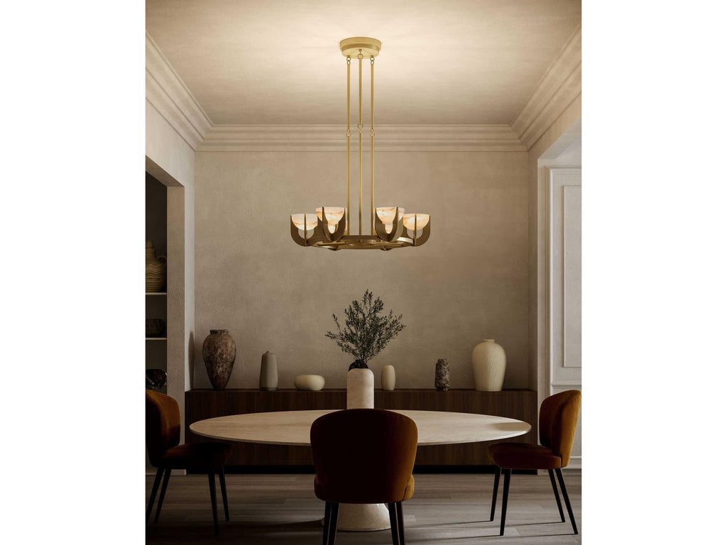 Alora Lighting Colette Vintage Brass Alabaster LED Mini Chandelier