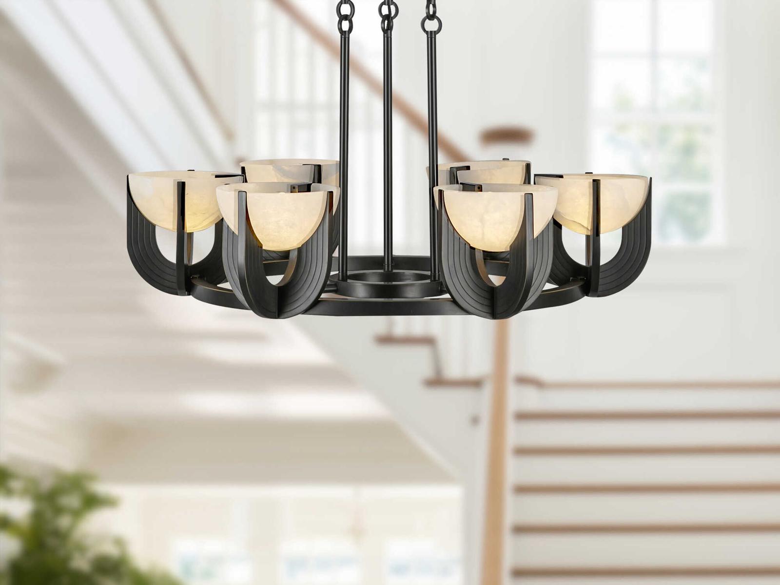 Alora Lighting 6-Light Colette Integrated LED Chandelier in Urban Bronze and Alabaster