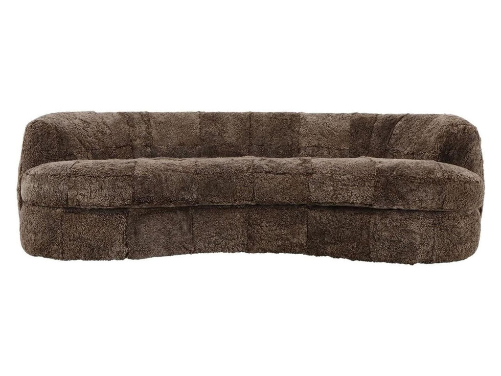 Sennon 100% Sheepskin Plush Taupe Upholstery Single Cushion Curved Sofa