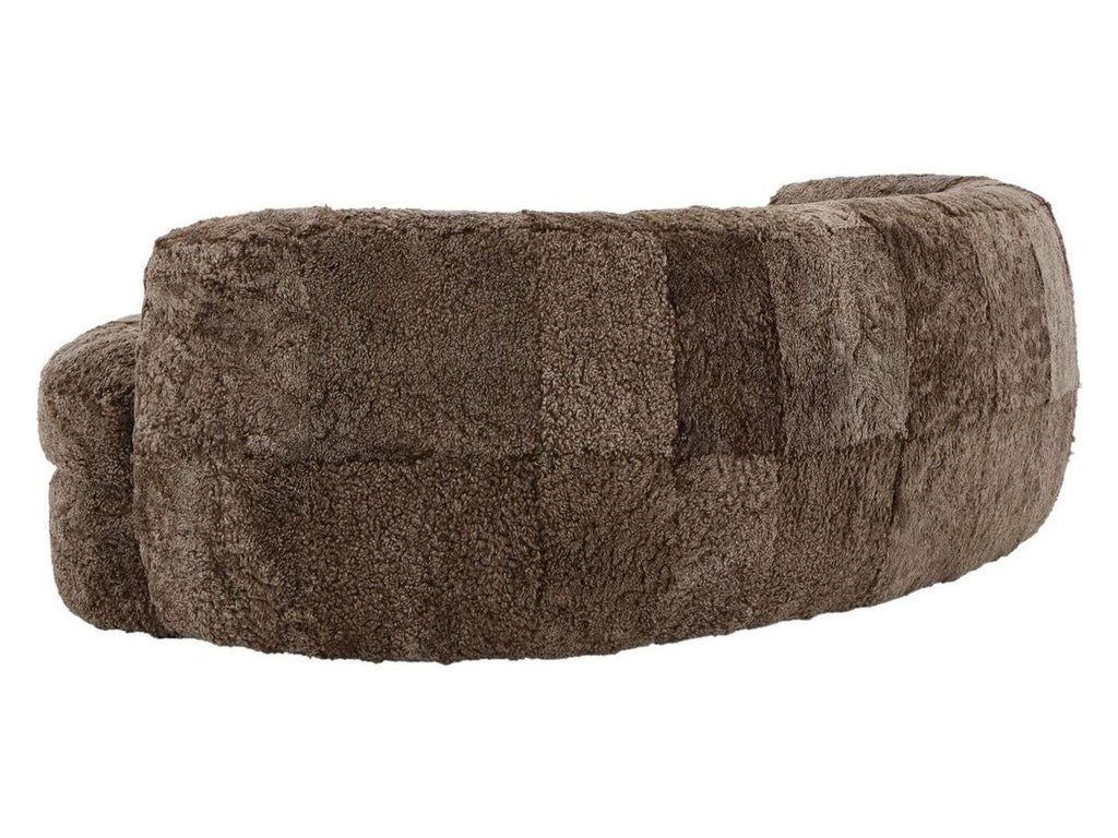 Sennon 100% Sheepskin Plush Taupe Upholstery Single Cushion Curved Sofa