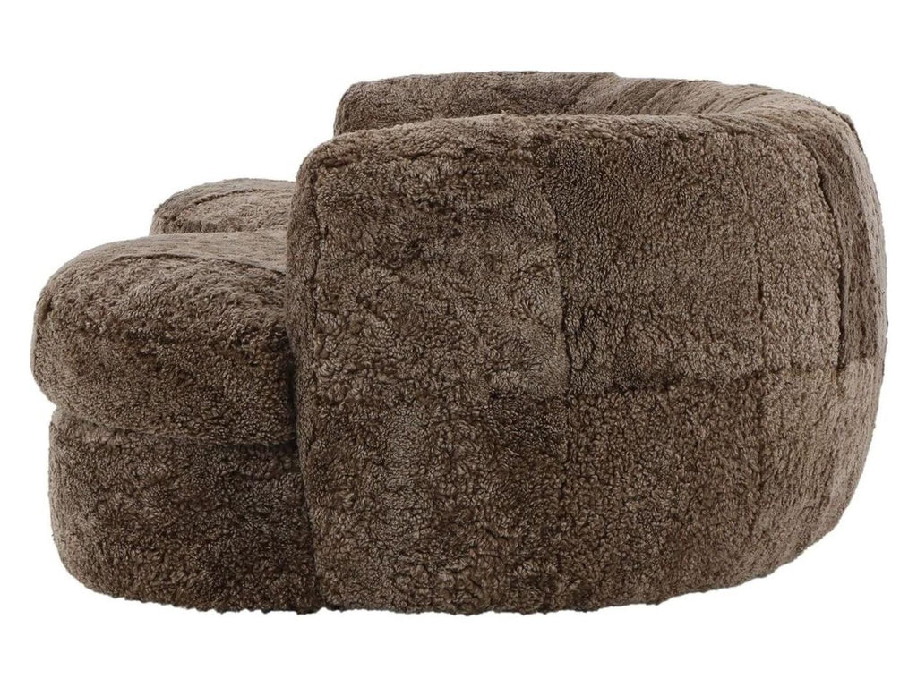 Sennon 100% Sheepskin Plush Taupe Upholstery Single Cushion Curved Sofa